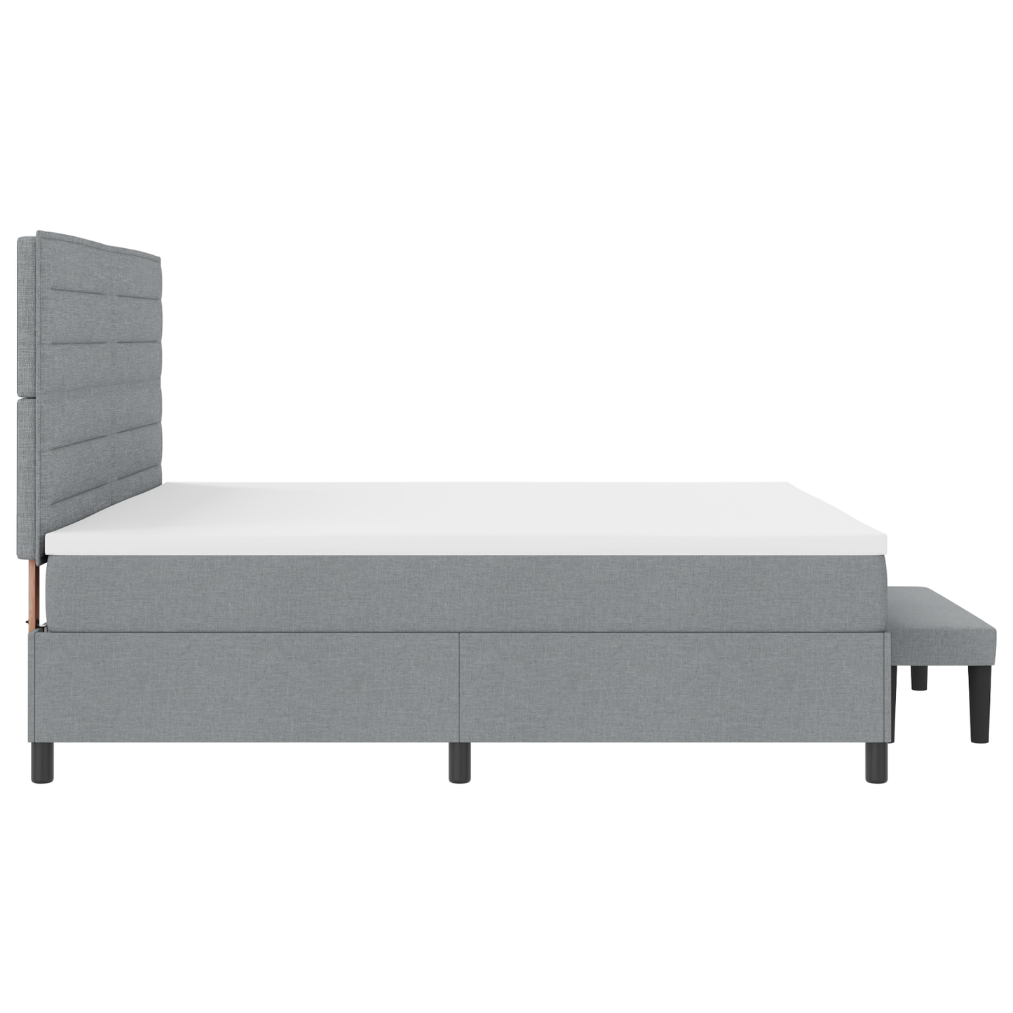 Box Spring Seng Med Madras Lysegrå 200 X 200 Cm Stof