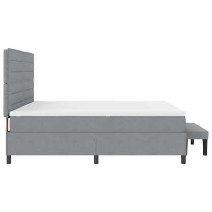 Box Spring Seng Med Madras Lysegrå 200 X 200 Cm Stof