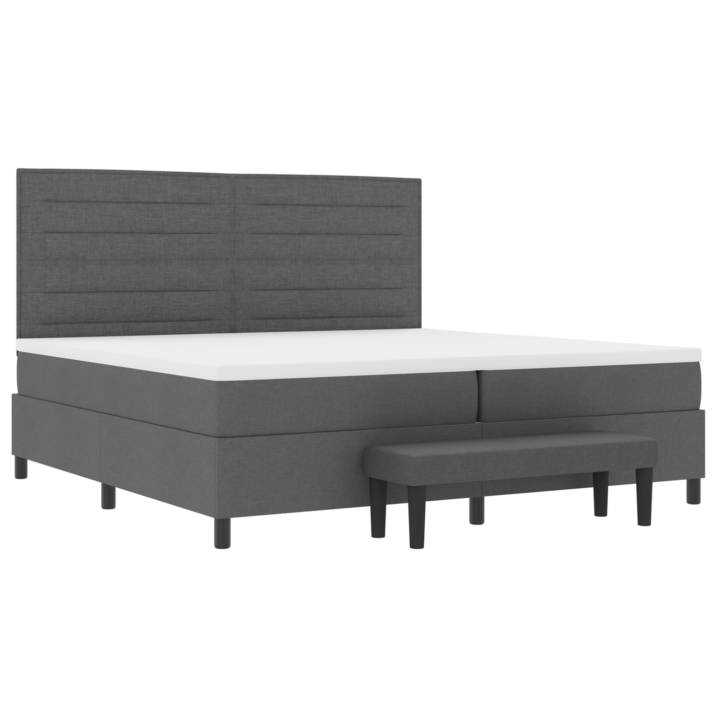 Box Spring Seng Med Madras Mørkegrå 200 X 200 Cm Stof