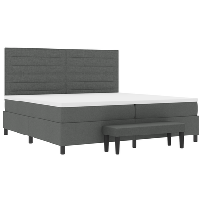 Box Spring Seng Med Madras Mørkegrå 200 X 200 Cm Stof