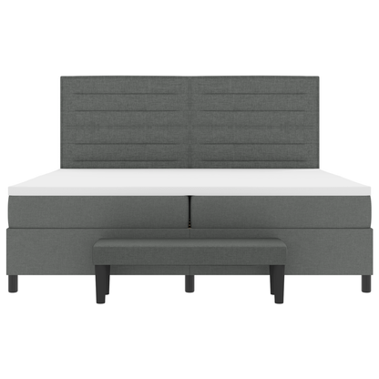 Box Spring Seng Med Madras Mørkegrå 200 X 200 Cm Stof