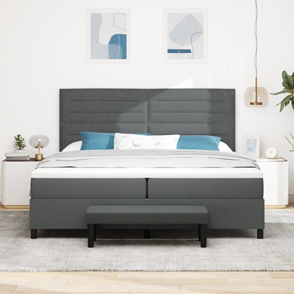 Box Spring Seng Med Madras Mørkegrå 200 X 200 Cm Stof