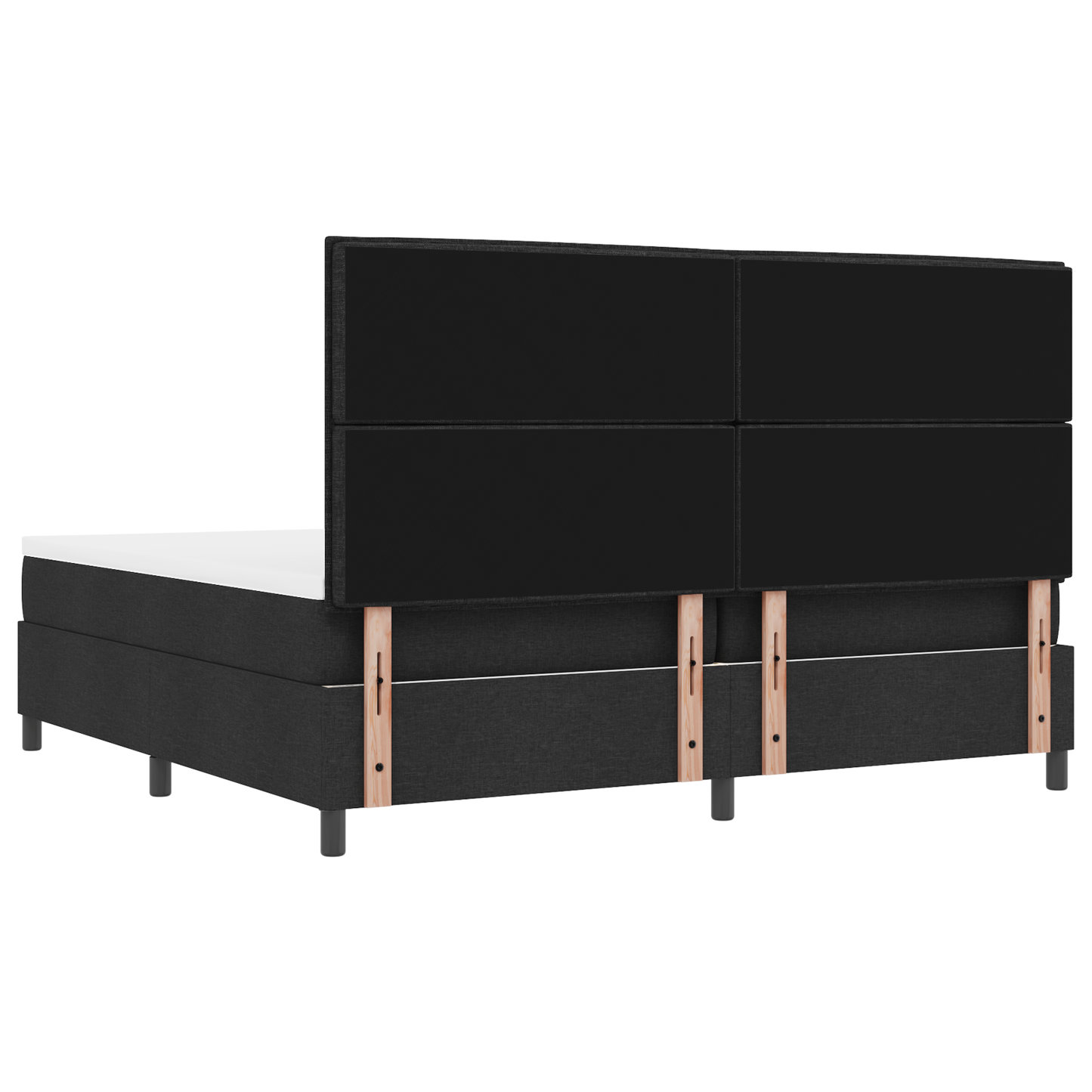 Box Spring Seng Med Madras Sort 200 X 200 Cm Stof