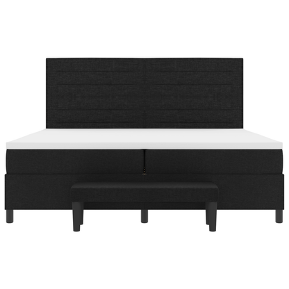 Box Spring Seng Med Madras Sort 200 X 200 Cm Stof