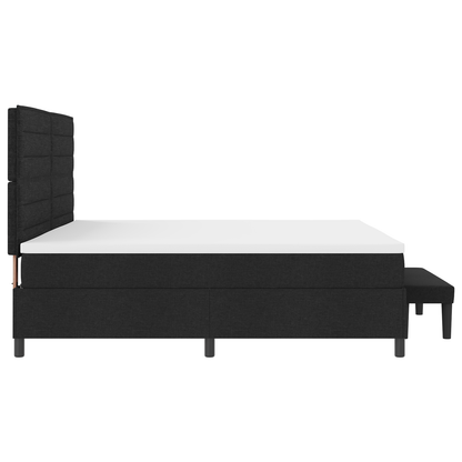 Box Spring Seng Med Madras Sort 200 X 200 Cm Stof