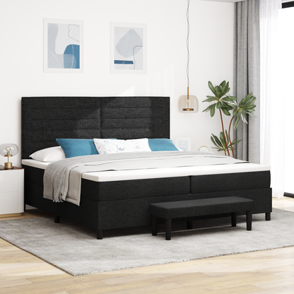 Box Spring Seng Med Madras Sort 200 X 200 Cm Stof