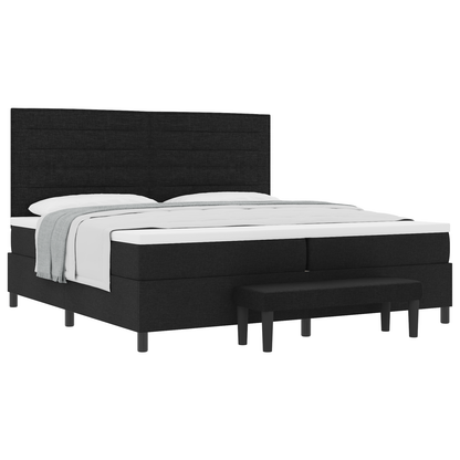Box Spring Seng Med Madras Sort 200 X 200 Cm Stof
