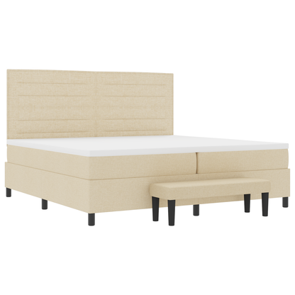 Box Spring Seng Med Madras Creme 200 X 200 Cm Stof