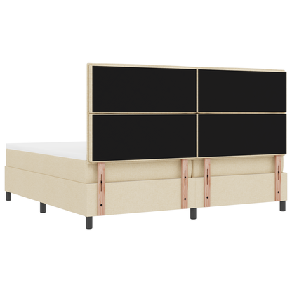 Box Spring Seng Med Madras Creme 200 X 200 Cm Stof
