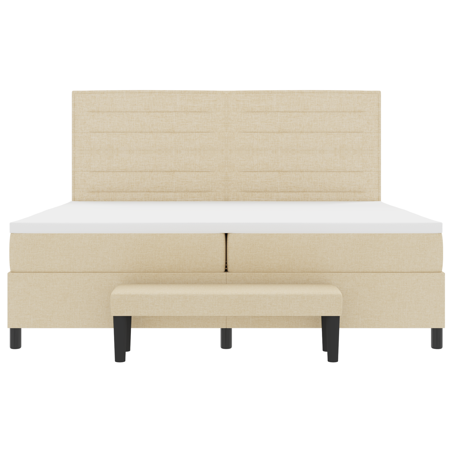 Box Spring Seng Med Madras Creme 200 X 200 Cm Stof