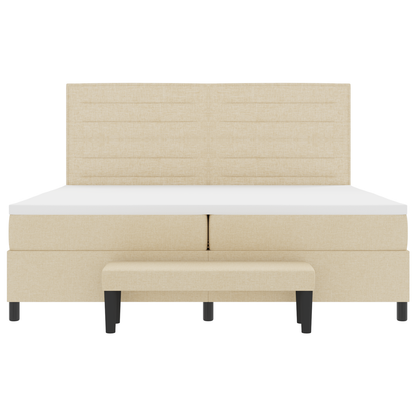 Box Spring Seng Med Madras Creme 200 X 200 Cm Stof