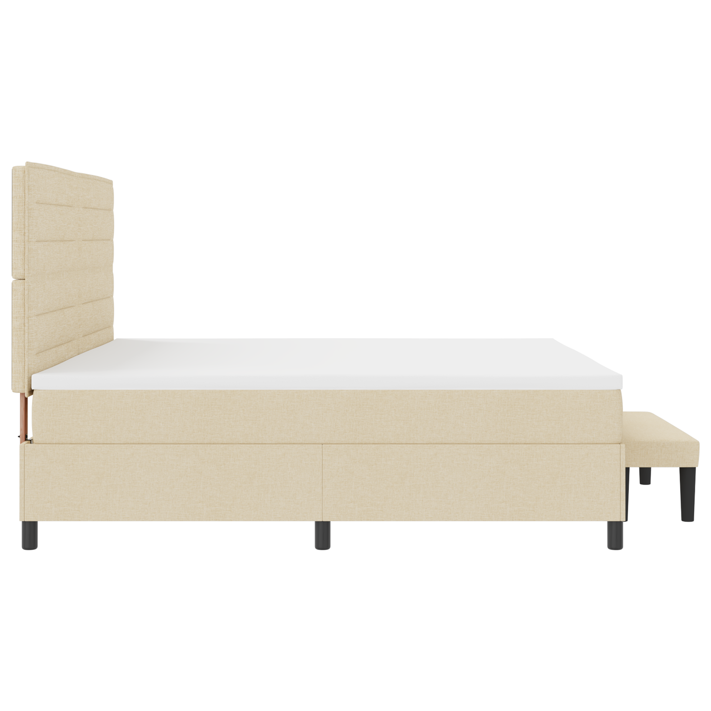 Box Spring Seng Med Madras Creme 200 X 200 Cm Stof
