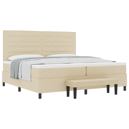 Box Spring Seng Med Madras Creme 200 X 200 Cm Stof