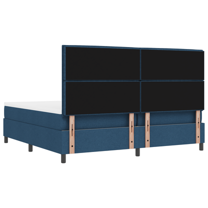 Box Spring Seng Med Madras Med Hovedgærde Blå 200 X 200 Cm Stof