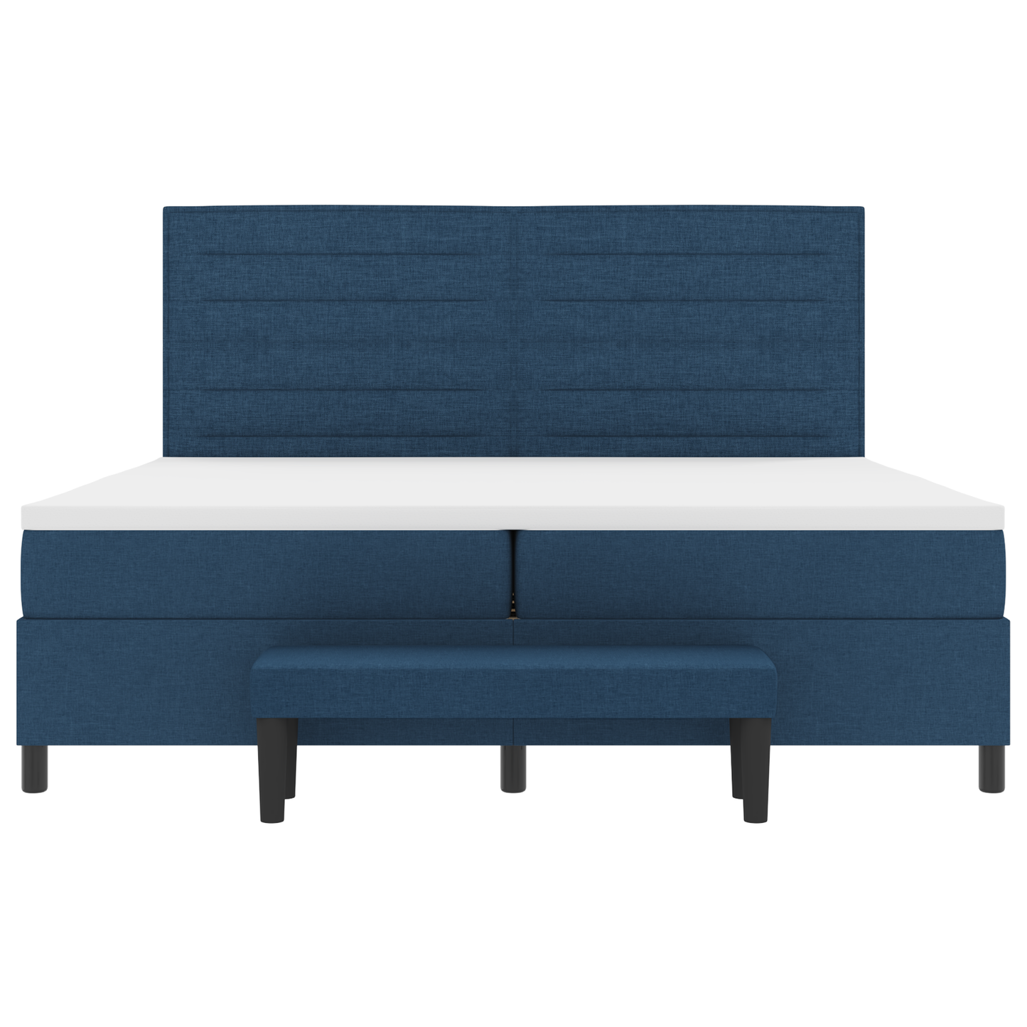 Box Spring Seng Med Madras Med Hovedgærde Blå 200 X 200 Cm Stof