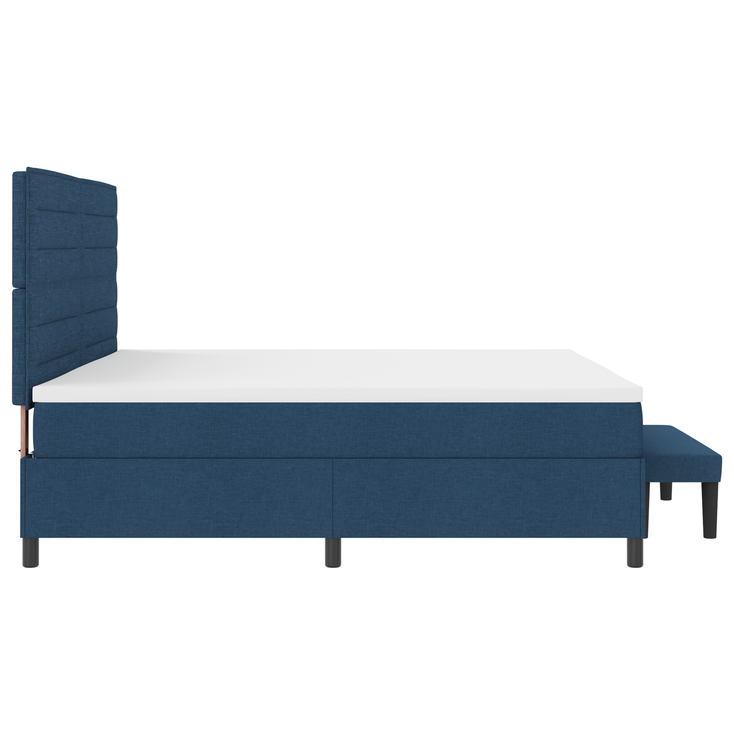Box Spring Seng Med Madras Med Hovedgærde Blå 200 X 200 Cm Stof