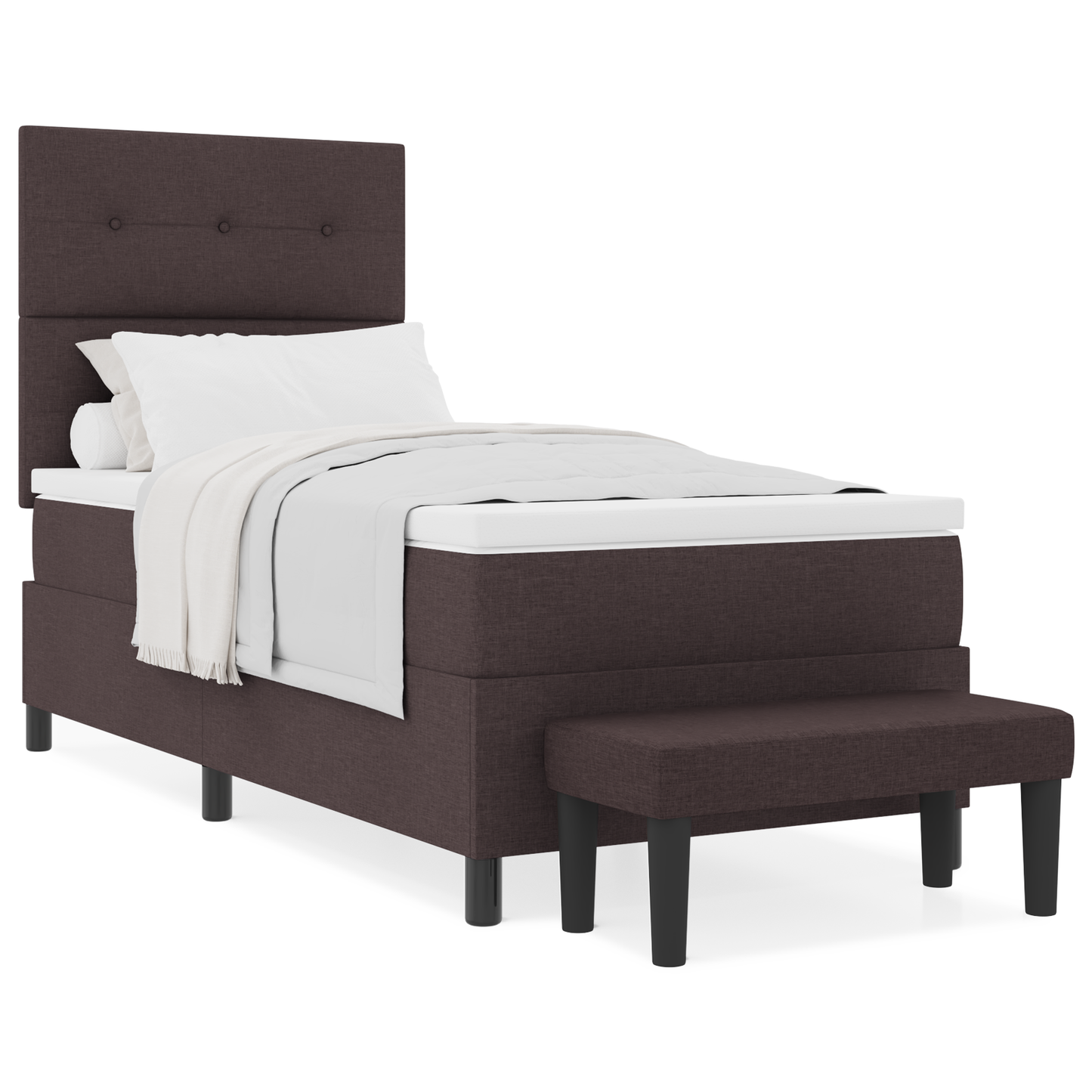 Box Spring Seng Med Madras Mørkebrun 90 X 200 Cm Stof