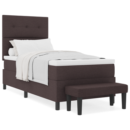Box Spring Seng Med Madras Mørkebrun 90 X 200 Cm Stof