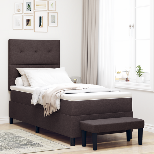 Box Spring Seng Med Madras Mørkebrun 90 X 200 Cm Stof