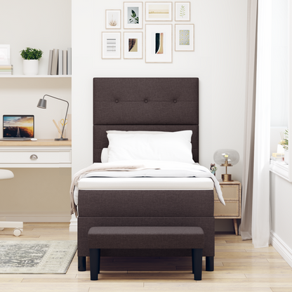 Box Spring Seng Med Madras Mørkebrun 90 X 200 Cm Stof