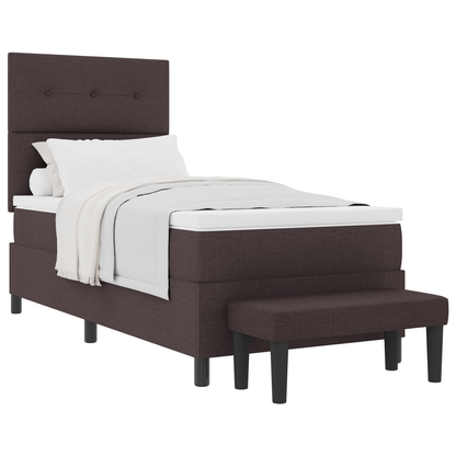 Box Spring Seng Med Madras Mørkebrun 90 X 200 Cm Stof
