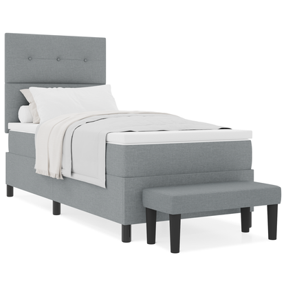 Box Spring Seng Med Madras Lysegrå 100 X 200 Cm Stof