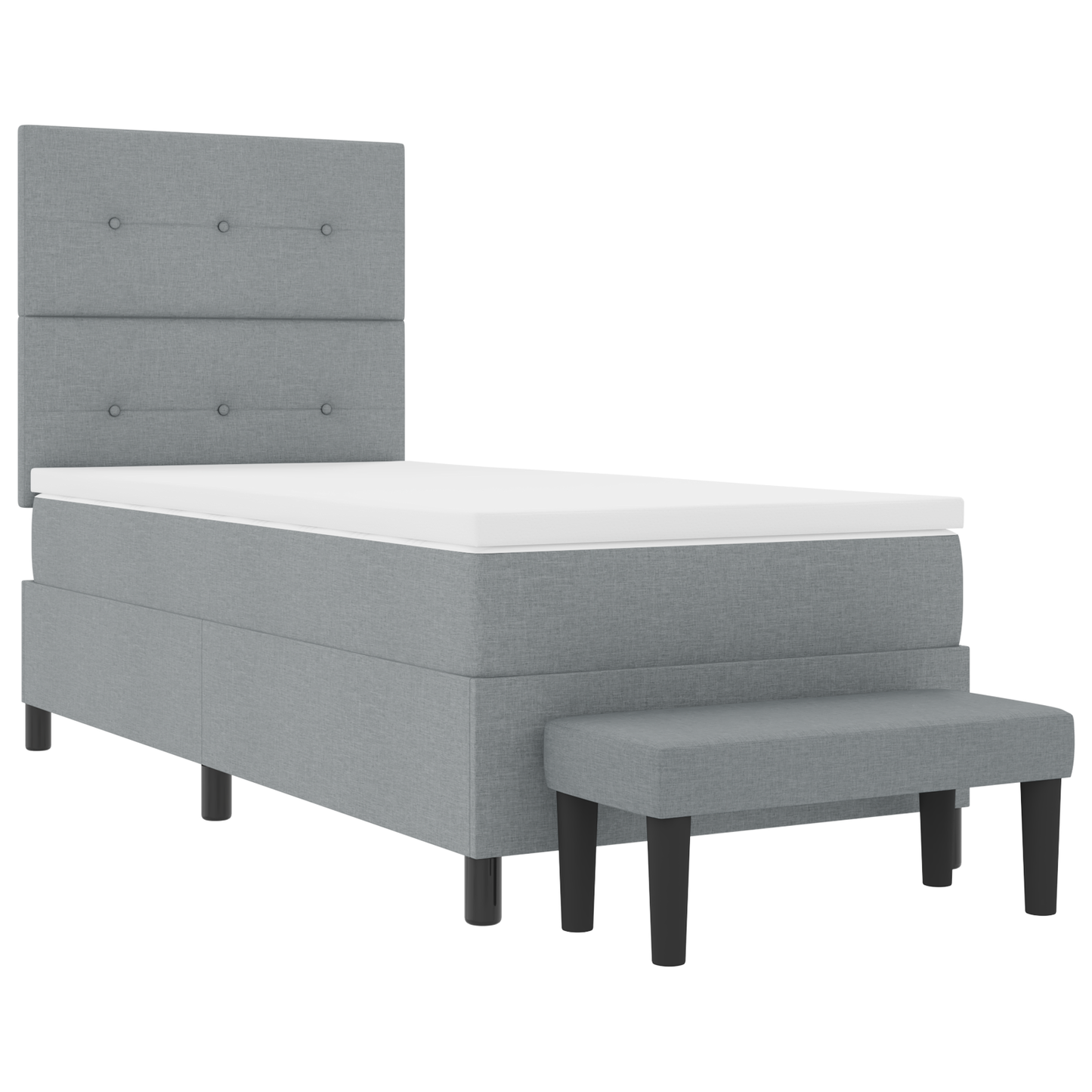 Box Spring Seng Med Madras Lysegrå 100 X 200 Cm Stof