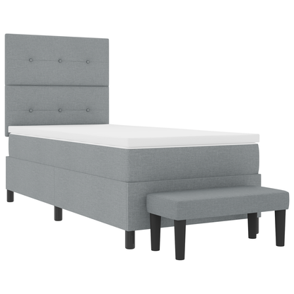 Box Spring Seng Med Madras Lysegrå 100 X 200 Cm Stof