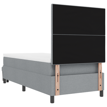 Box Spring Seng Med Madras Lysegrå 100 X 200 Cm Stof