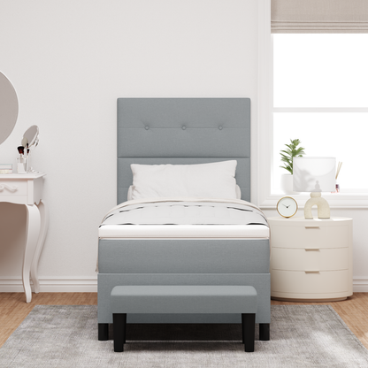 Box Spring Seng Med Madras Lysegrå 100 X 200 Cm Stof