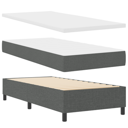 Box Spring Seng Med Madras & Bænk Mørkegrå 100X200 Cm Stof