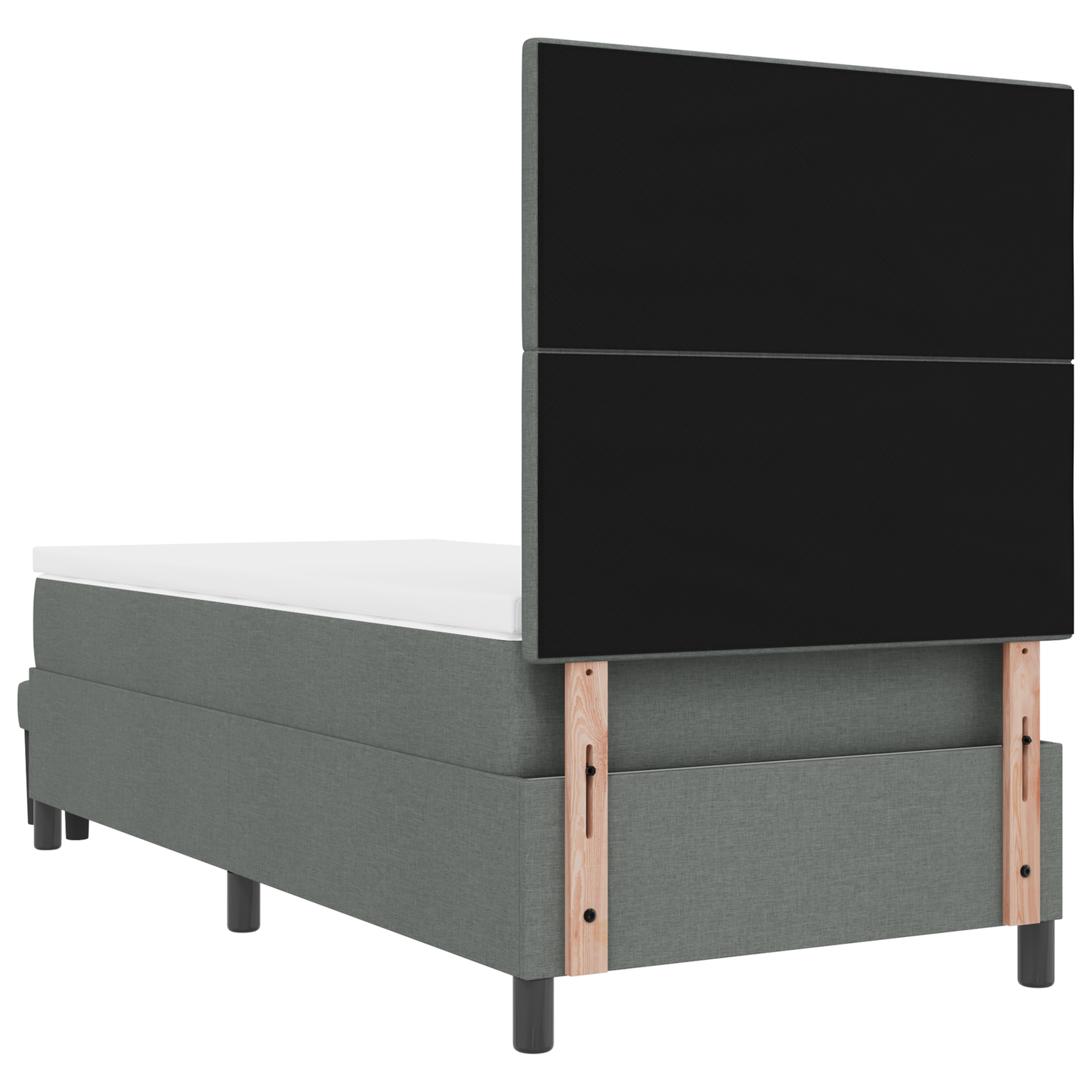 Box Spring Seng Med Madras & Bænk Mørkegrå 100X200 Cm Stof