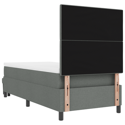 Box Spring Seng Med Madras & Bænk Mørkegrå 100X200 Cm Stof