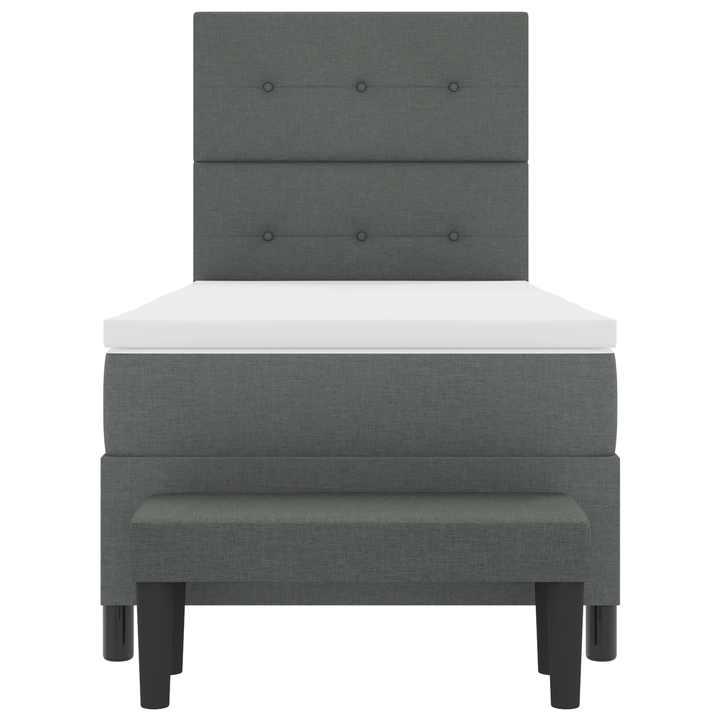 Box Spring Seng Med Madras & Bænk Mørkegrå 100X200 Cm Stof