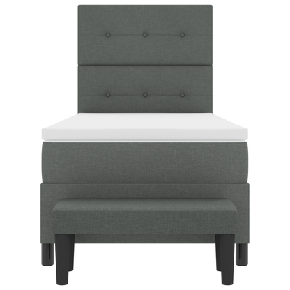 Box Spring Seng Med Madras & Bænk Mørkegrå 100X200 Cm Stof