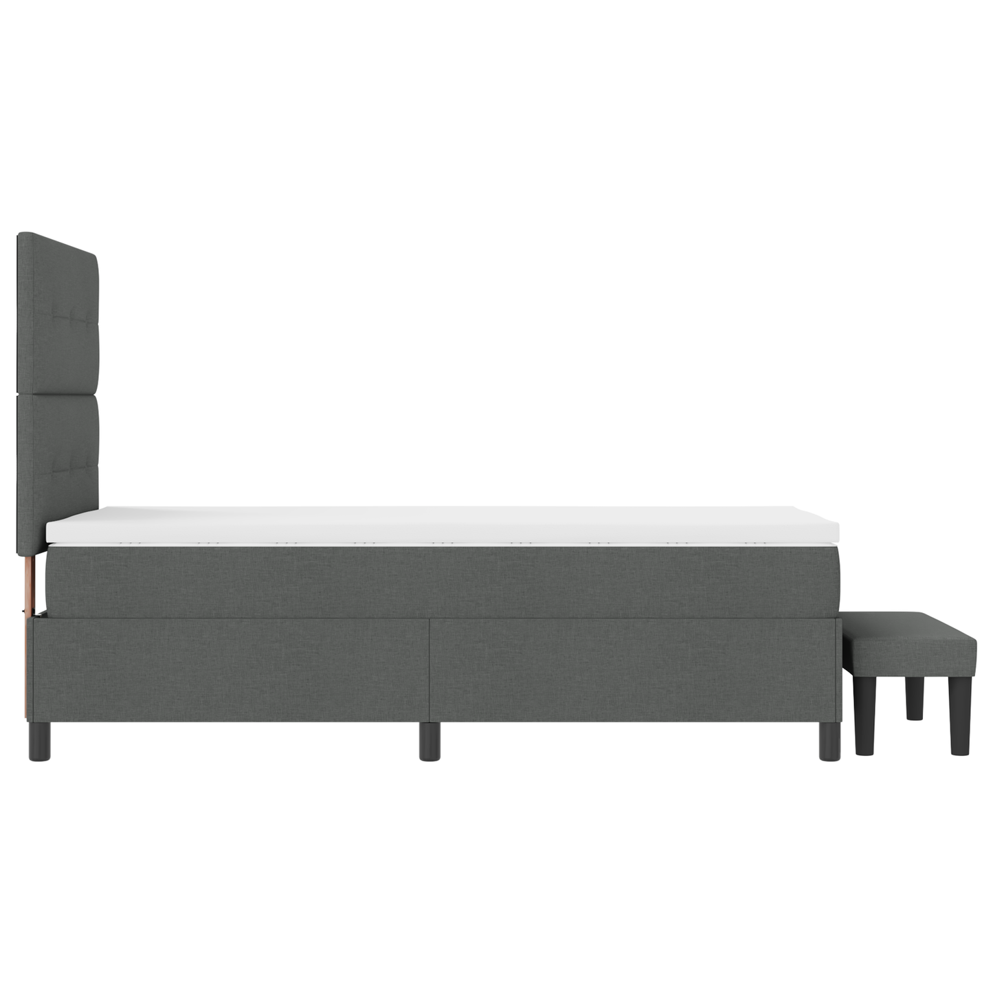 Box Spring Seng Med Madras & Bænk Mørkegrå 100X200 Cm Stof