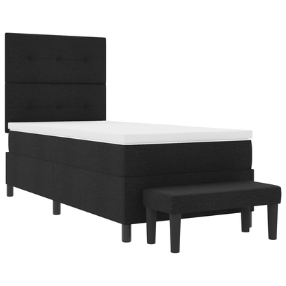 Box Spring Seng Med Madras Sort 100 X 200 Cm Stof