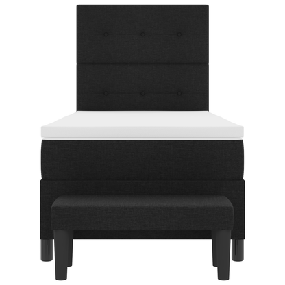 Box Spring Seng Med Madras Sort 100 X 200 Cm Stof