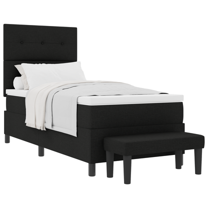 Box Spring Seng Med Madras Sort 100 X 200 Cm Stof
