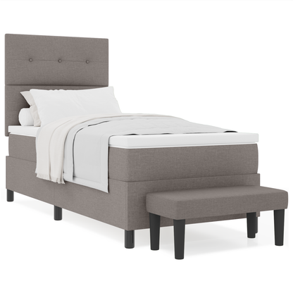 Box Spring Seng Med Madras Gråbrun 100 X 200 Cm Stof
