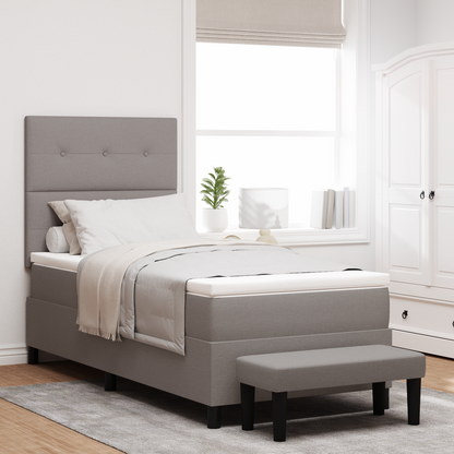 Box Spring Seng Med Madras Gråbrun 100 X 200 Cm Stof