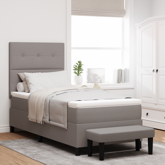 Box Spring Seng Med Madras Gråbrun 100 X 200 Cm Stof