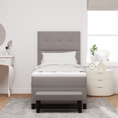 Box Spring Seng Med Madras Gråbrun 100 X 200 Cm Stof