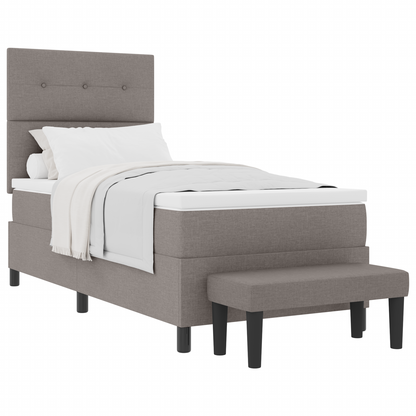 Box Spring Seng Med Madras Gråbrun 100 X 200 Cm Stof