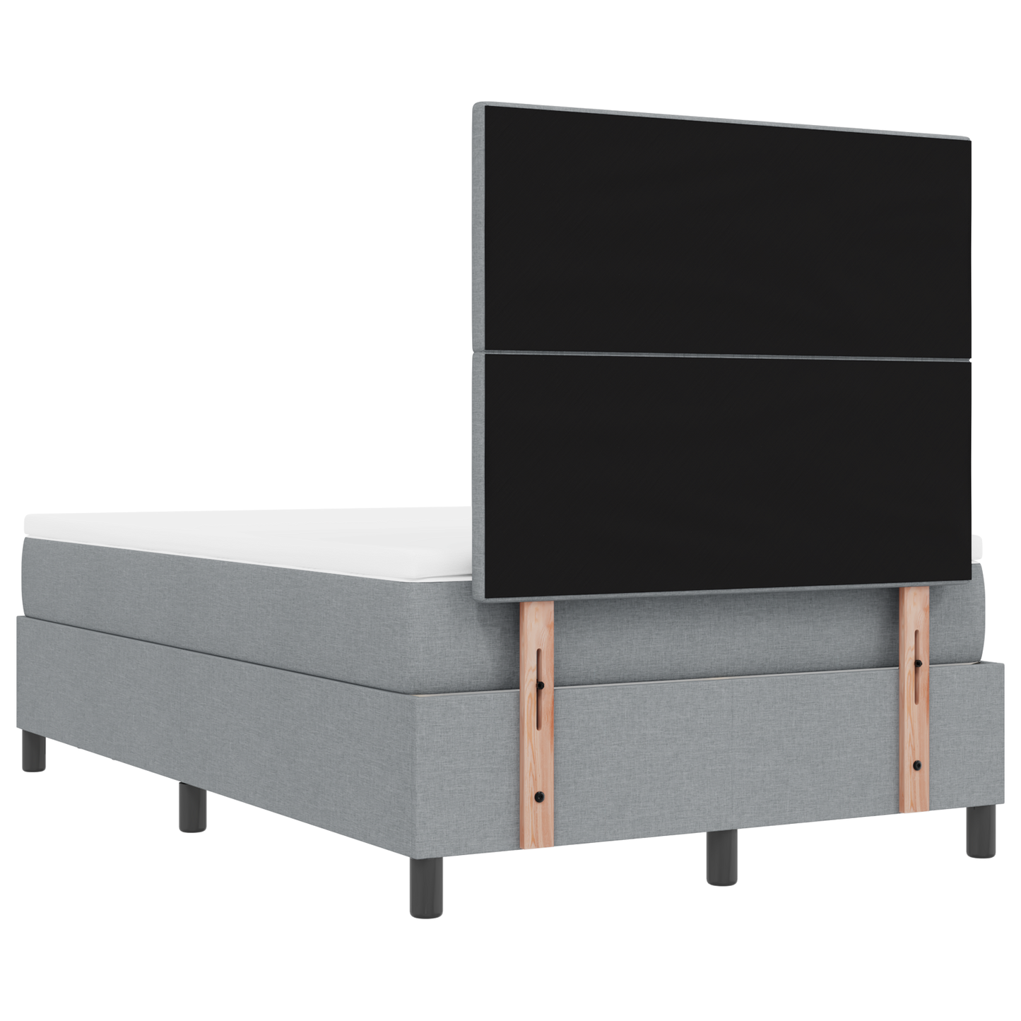 Box Spring Seng Med Madras & Bænk Lys Grå 120X200 Cm Stof