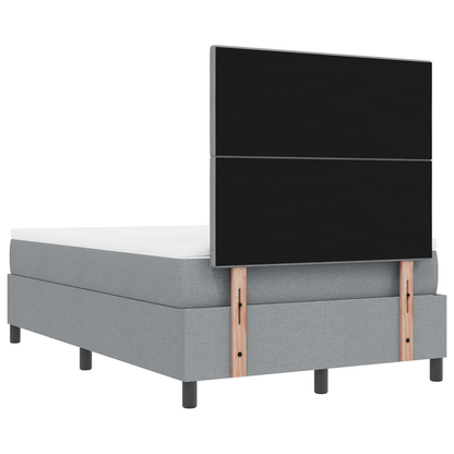 Box Spring Seng Med Madras & Bænk Lys Grå 120X200 Cm Stof