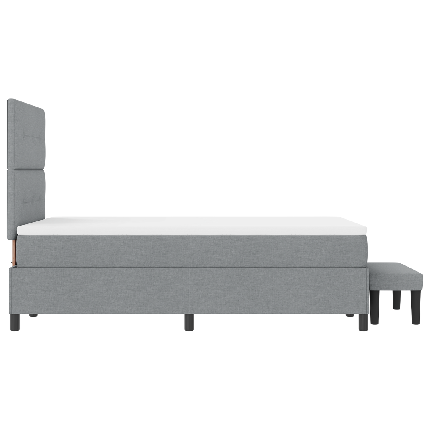 Box Spring Seng Med Madras & Bænk Lys Grå 120X200 Cm Stof