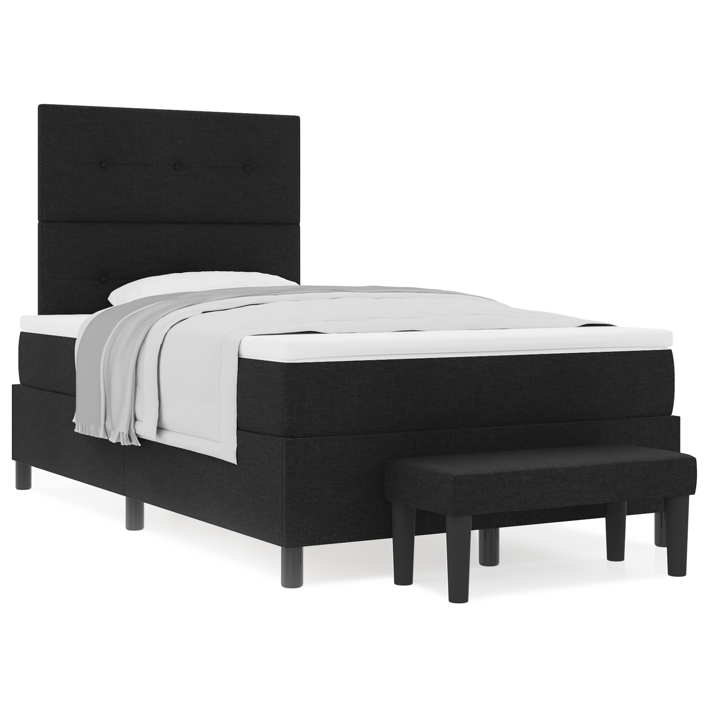 Box Spring Seng Med Madras Sort 120 X 200 Cm Stof