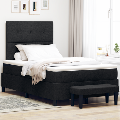 Box Spring Seng Med Madras Sort 120 X 200 Cm Stof