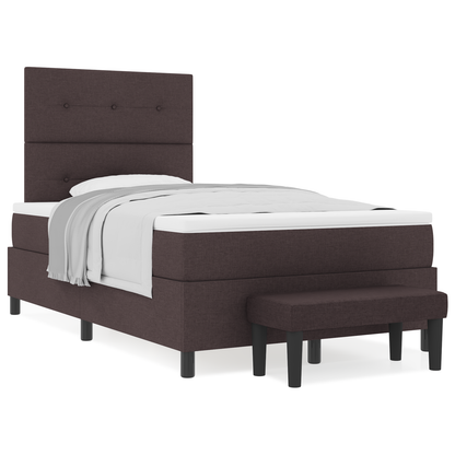 Box Spring Seng Med Madras Mørkebrun 120 X 200 Cm Stof